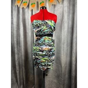 Teez Me Strapless Ruched Dress Junior Size 9 NWT Short Multi-Color